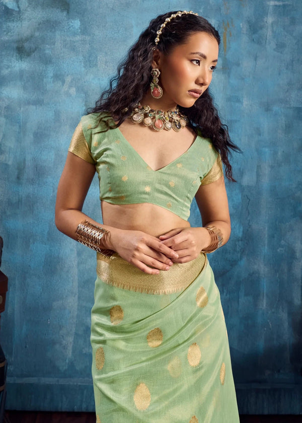 Mint Green Paithani Tissue Silk Saree