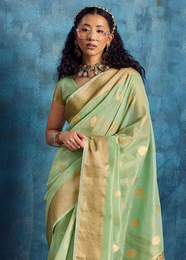 Mint Green Paithani Tissue Silk Saree