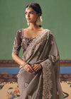 Mocha Brown Georgette Silk Saree