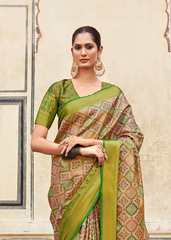 Moss Green Dharmavaram Silk Saree