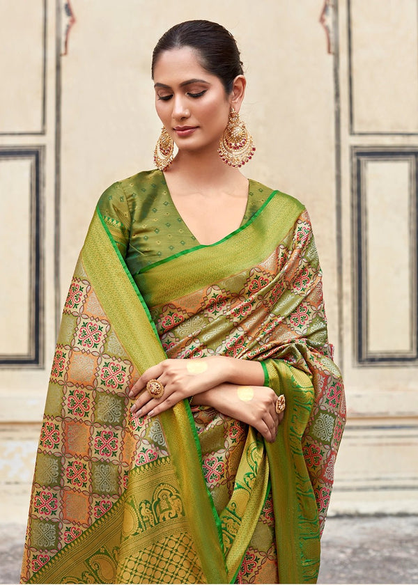 Moss Green Dharmavaram Silk Saree