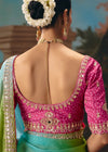 Multicolor Ombre Satin Silk Saree with Pink Contrast Blouse
