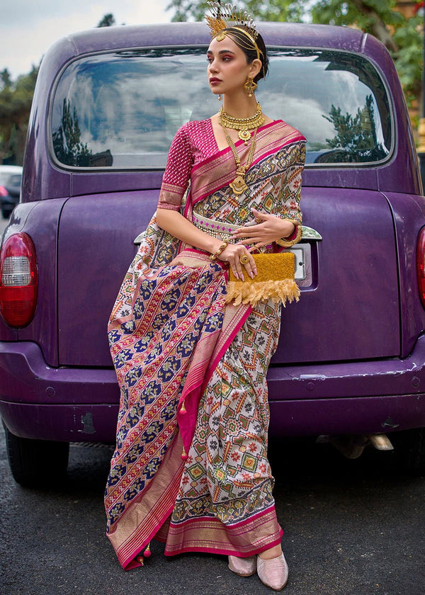 Multicolor Printed Patola Silk Saree
