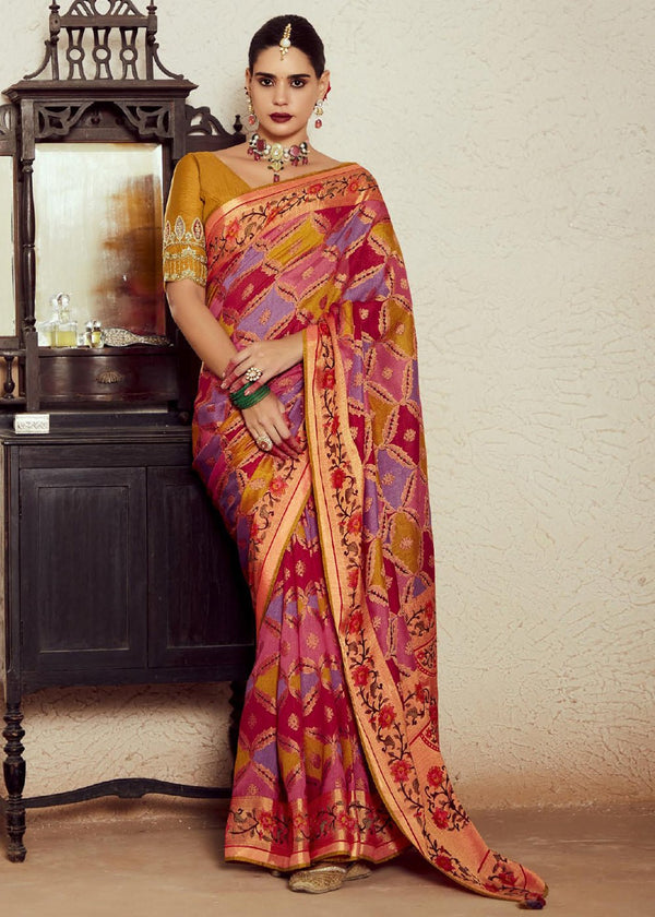 Multicolour Brasso Designer Soft Silk Saree