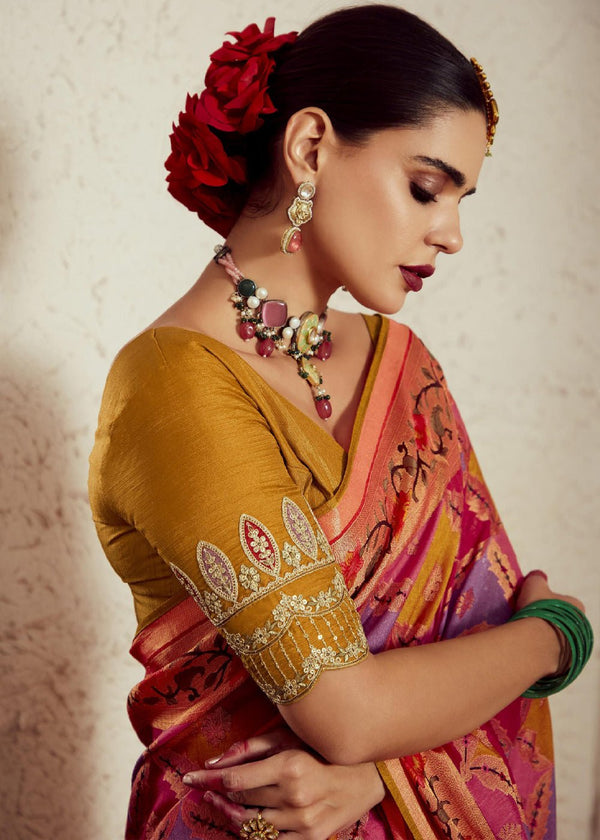 Multicolour Brasso Designer Soft Silk Saree