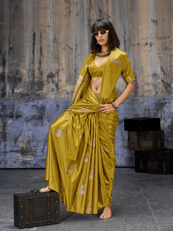 Mustard Banarasi Satin Silk Saree