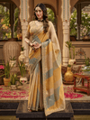 Mustard Gold Embroidered Designer Tissue Silk Saree