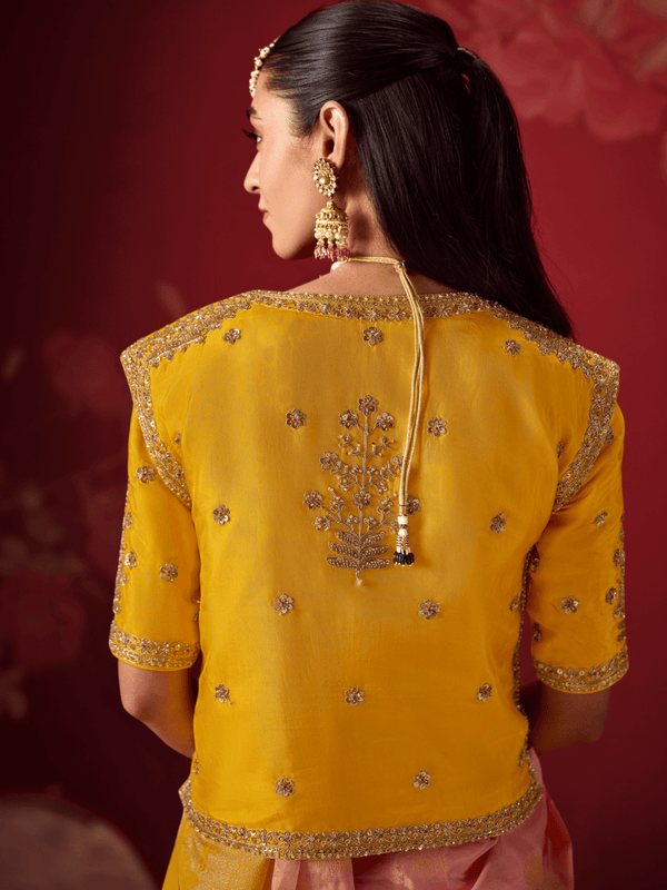 Mustard Yellow Banarasi Dola Silk Saree
