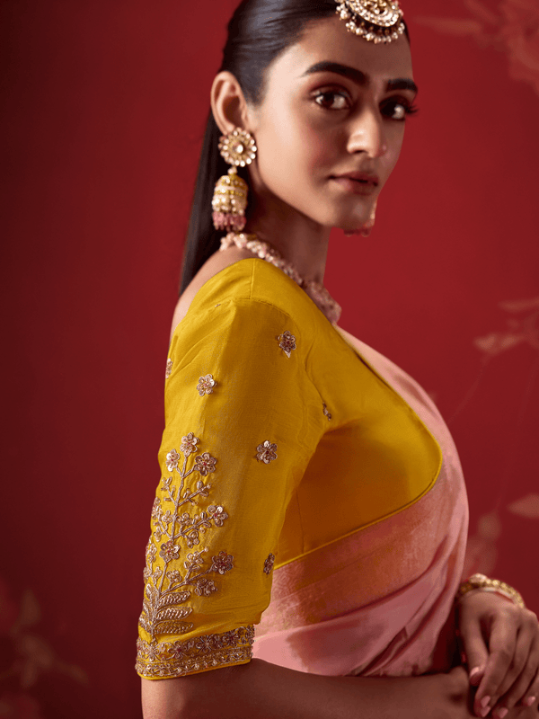 Mustard Yellow Banarasi Dola Silk Saree