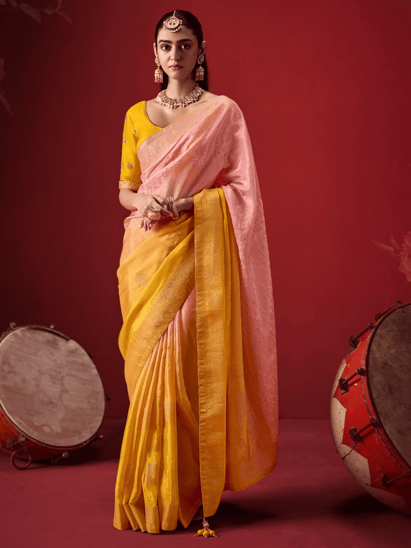 Mustard Yellow Banarasi Dola Silk Saree