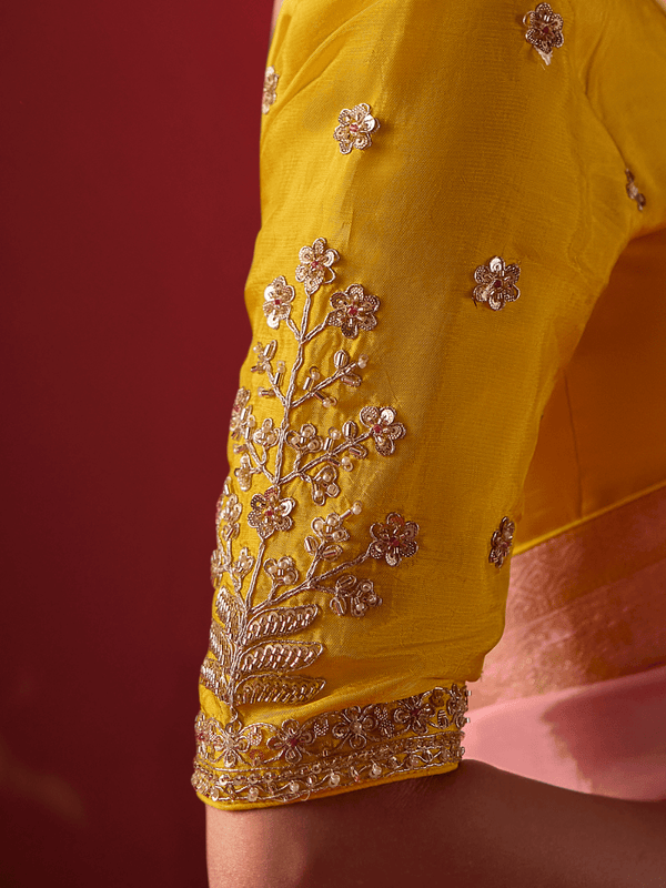 Mustard Yellow Banarasi Dola Silk Saree