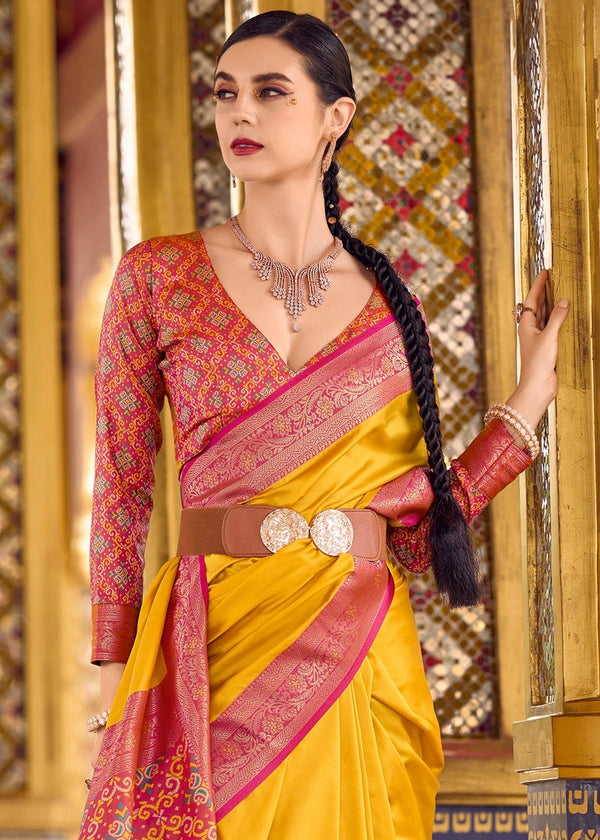 Mustard Yellow Banarasi Silk Saree