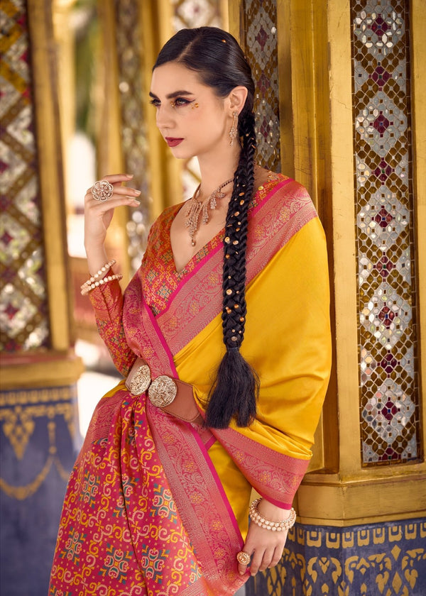 Mustard Yellow Banarasi Silk Saree