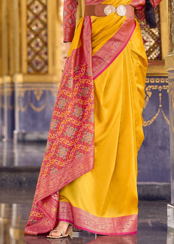 Mustard Yellow Banarasi Silk Saree