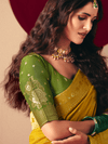 Mustard Yellow Banarasi Silk Saree With Contrast Blouse