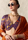 Mustard Yellow Designer Organza Saree with Teal Contrast Blouse