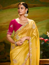 Mustard Yellow Designer Silk Saree with Embroidery