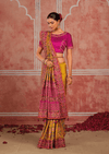 Mustard Yellow Embroidered Designer Satin Silk Saree