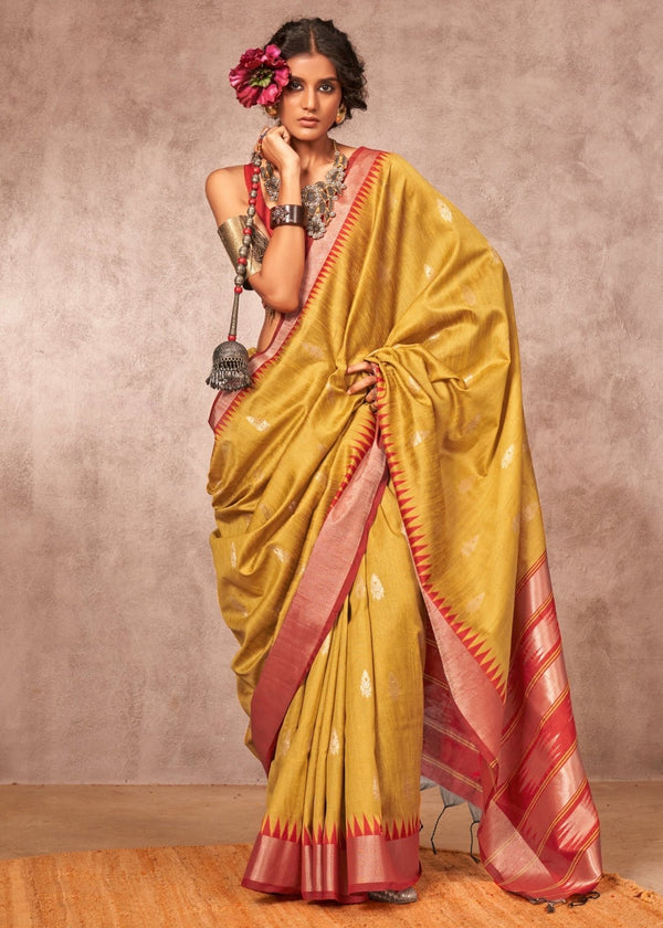 Mustard Yellow Kanjivaram Silk Saree