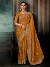 Mustard Yellow Satin Silk Saree