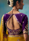 Mustard Yellow Soft Silk Saree with Purple Contrast Blouse