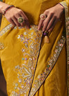 Mustard Yellow Soft Silk Saree with Purple Contrast Blouse
