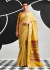 Mustard Yellow Woven Designer Linen Cotton Saree
