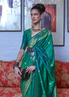 Myrtle Green Dual Tone Zari Woven Handloom Banarasi Silk Saree