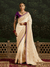 Off White Designer Banarasi Dola Silk Saree With Golden Zari Work