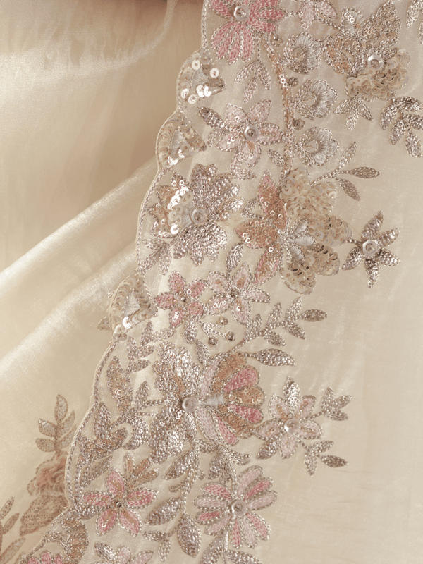 Off White Organza Silk Saree