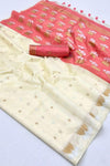 Off White Tussar Silk Saree