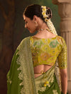 Olive Green Banarasi Silk Saree