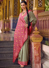 Olive Green Banarasi Silk Saree