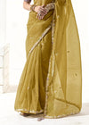 Olive Green Organza Tissue Silk Saree