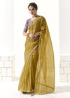 Olive Green Organza Tissue Silk Saree