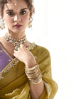 Olive Green Organza Tissue Silk Saree
