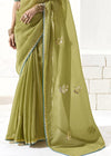 Olive Green Organza Tissue Silk Saree
