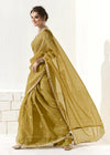 Olive Green Organza Tissue Silk Saree