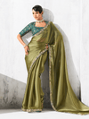 Olive Green Tissue Silk Saree