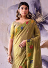 Olive Green Banarasi Tissue Silk Saree