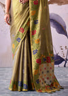 Olive Green Banarasi Tissue Silk Saree