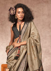 Olive Grey Kanjivaram Silk Saree