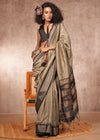 Olive Grey Kanjivaram Silk Saree
