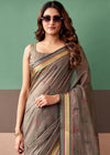 Taupe Grey Woven Designer Cotton Saree