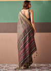 Taupe Grey Woven Designer Cotton Saree