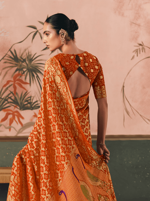 Orange Bandhani Patola Silk Saree