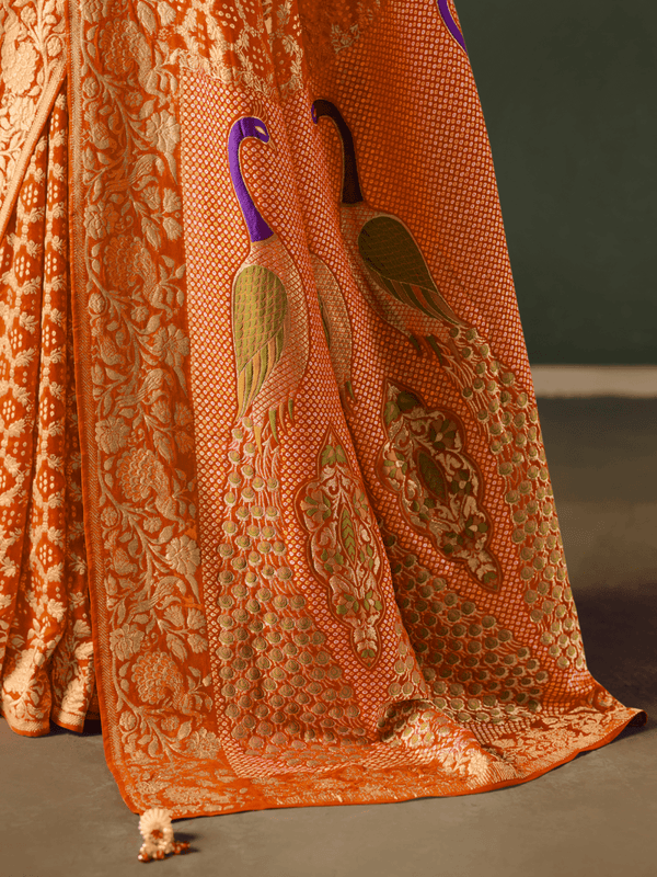 Orange Bandhani Patola Silk Saree
