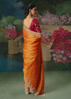 Orange Designer Silk Saree with Floral Embroidery Border