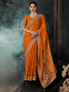 Orange Organza Silk Saree