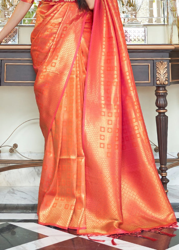 Orange Zari Woven Kanjivaram Saree